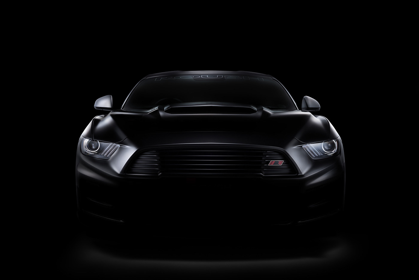 Black Ford Mustang front view fine art photo done with the fdl technique